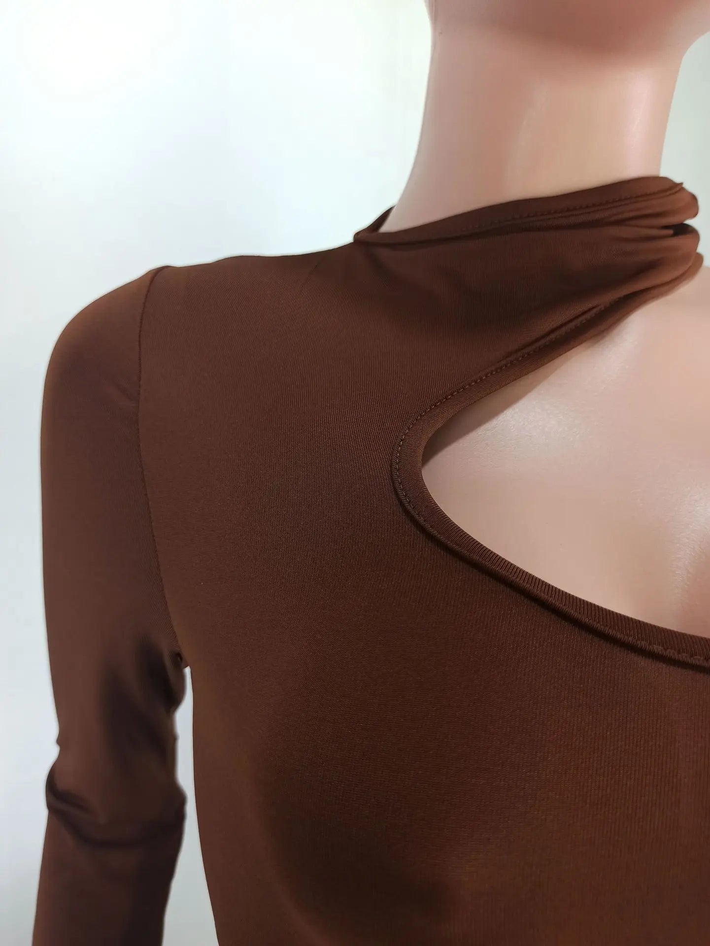Tie Up Open Side One Shoulder Long Sleeve Jumpsuit