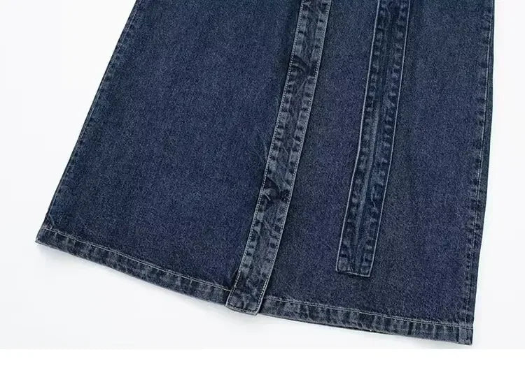 Elegant Long Denim Style Women's Coat