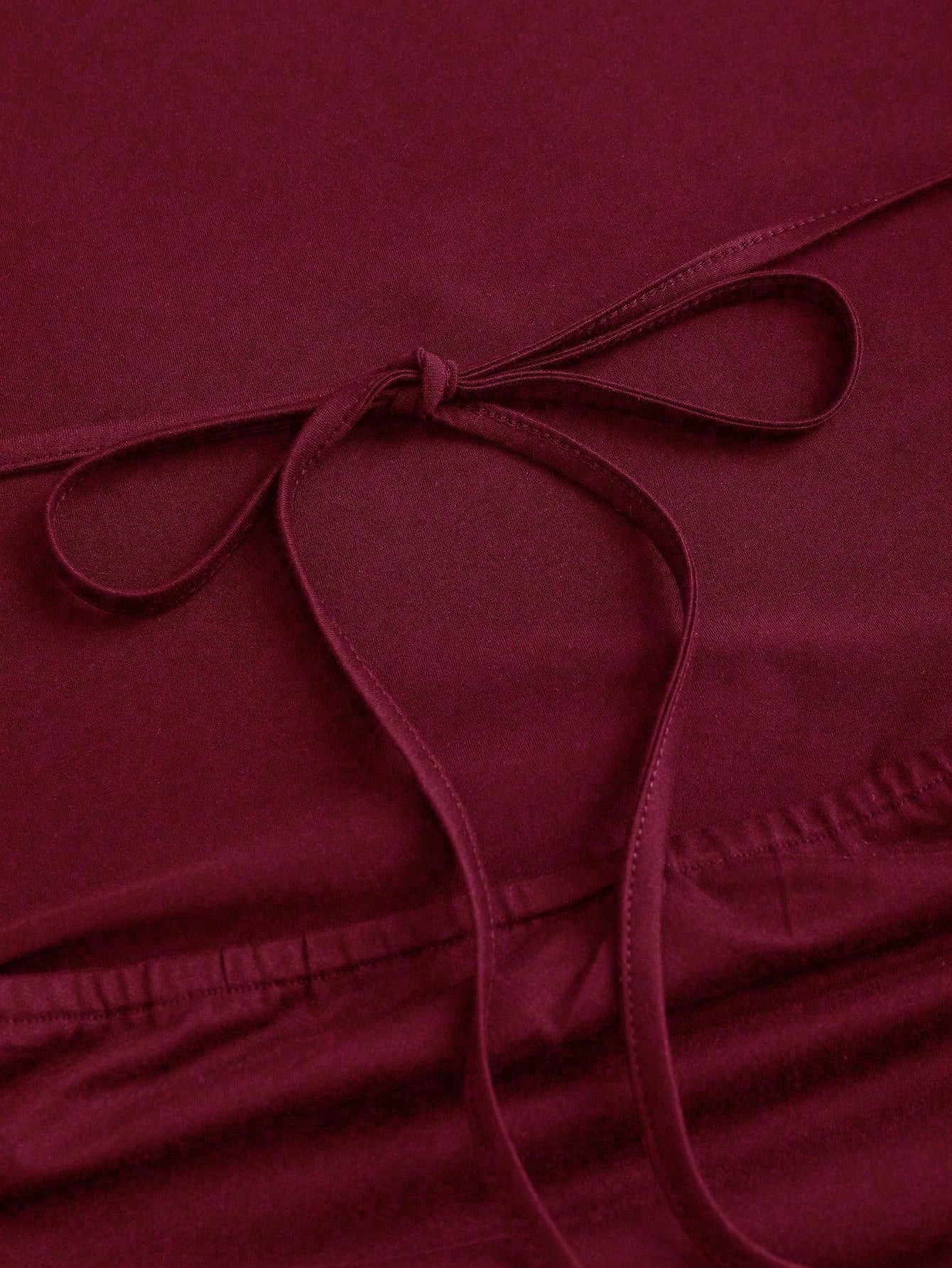 Backless Pleating V-Neck Back Tie Halter Slim Fit Mini Dress