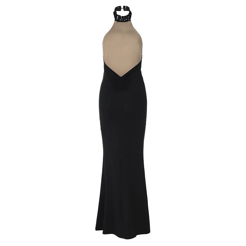 Off-shoulder Strapless Sleeveless Bodycon Lace Halter Backless Dress
