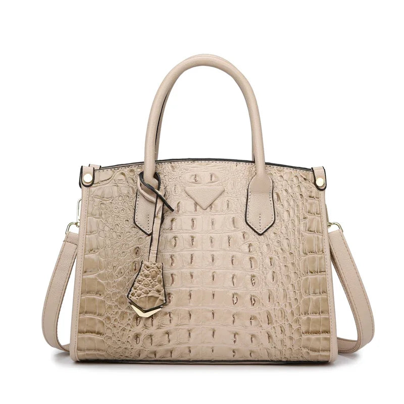 Large Top-Handle Vintage Crocodile Shoulder Bag