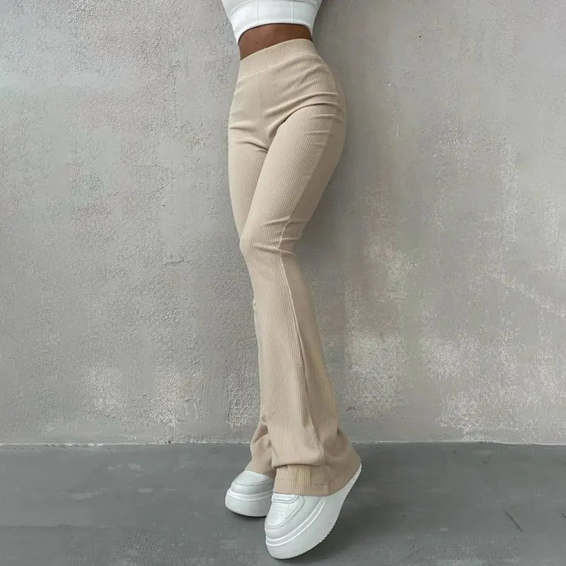 Autumn Solid High Waist Hip-Wrapping Elasticated Embossing Trousers Casual Daily Versatile Women Pants