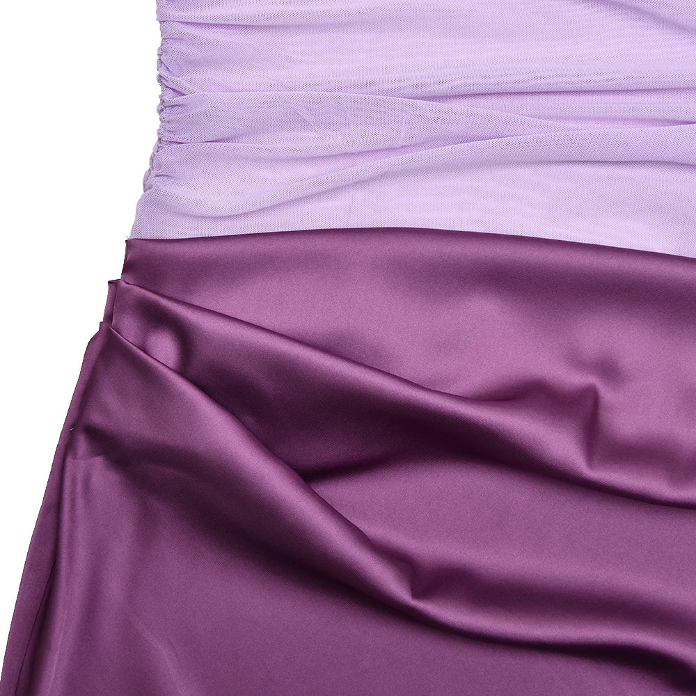 Patchwork Hollow Out Halter Maxi Dress