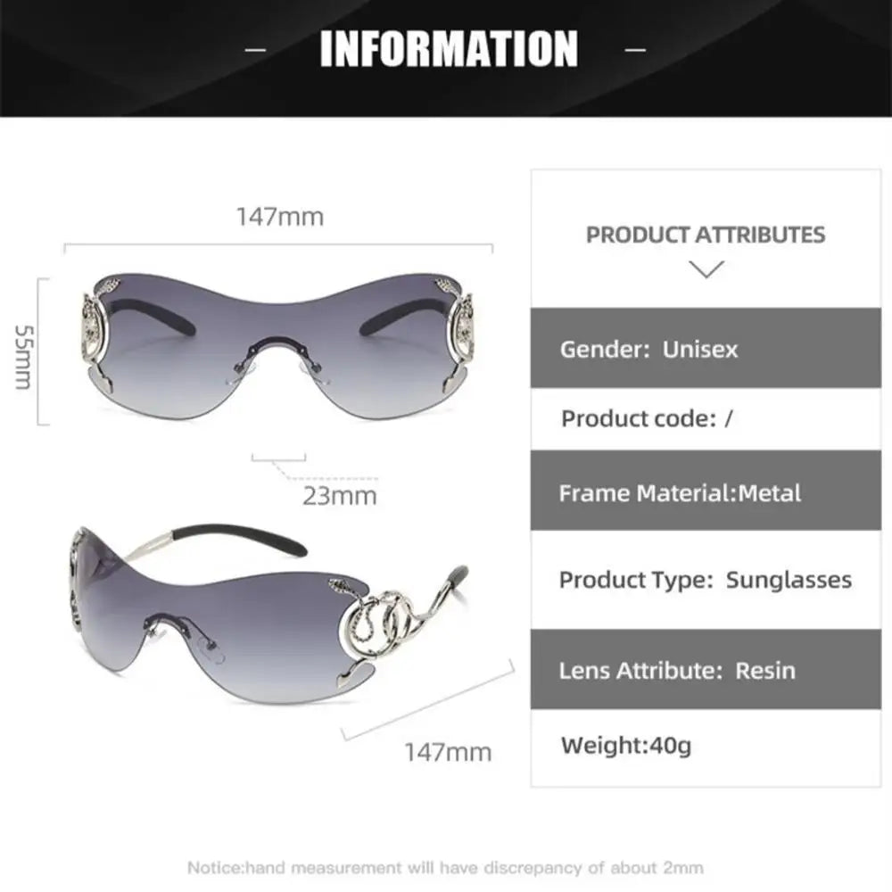 Y2k Rimless Stylish Gradient Trendy Metal Frame Sunglasses