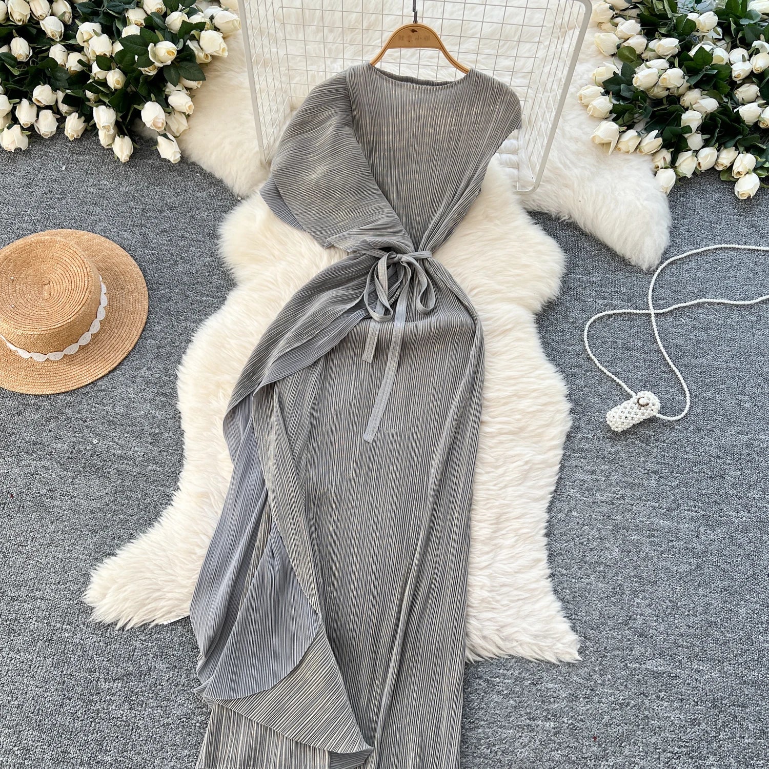 Chic asymmetrical Spliced High Waist A-line Dress