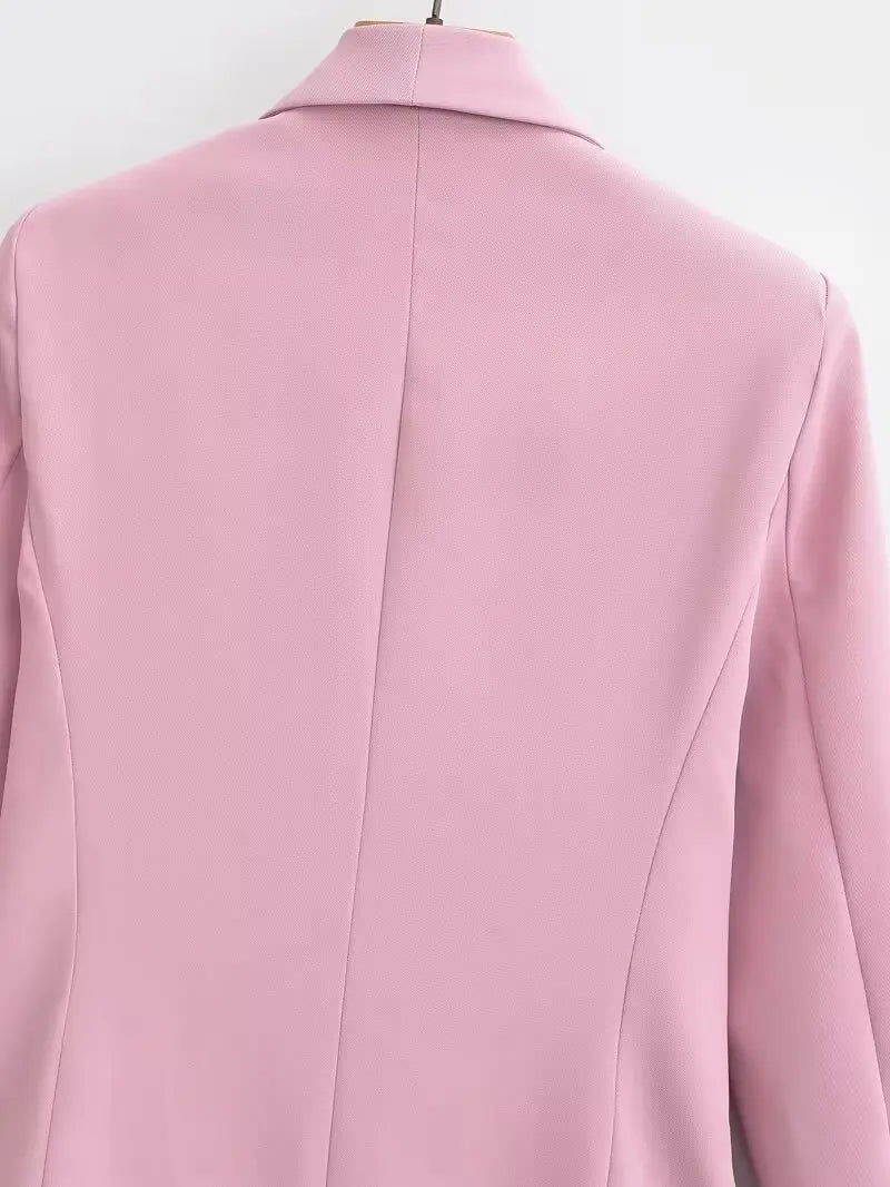 Elegant Blazer Pants Set Loose Lapel Single-breasted Jacket Coat Wide Leg Trousers Matching Suits