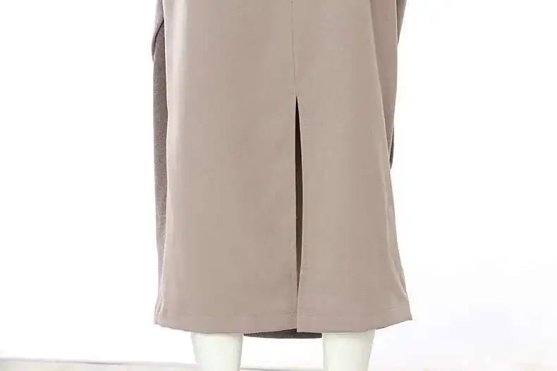 French Niche Asymmetrical High Waist Spliced Belt Solid Slim Skirt
