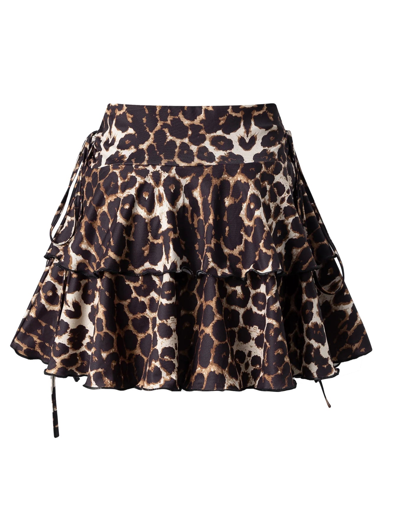 Leopard Print Skirt High Waist Slim Fit Elastic Waist Short Skirt