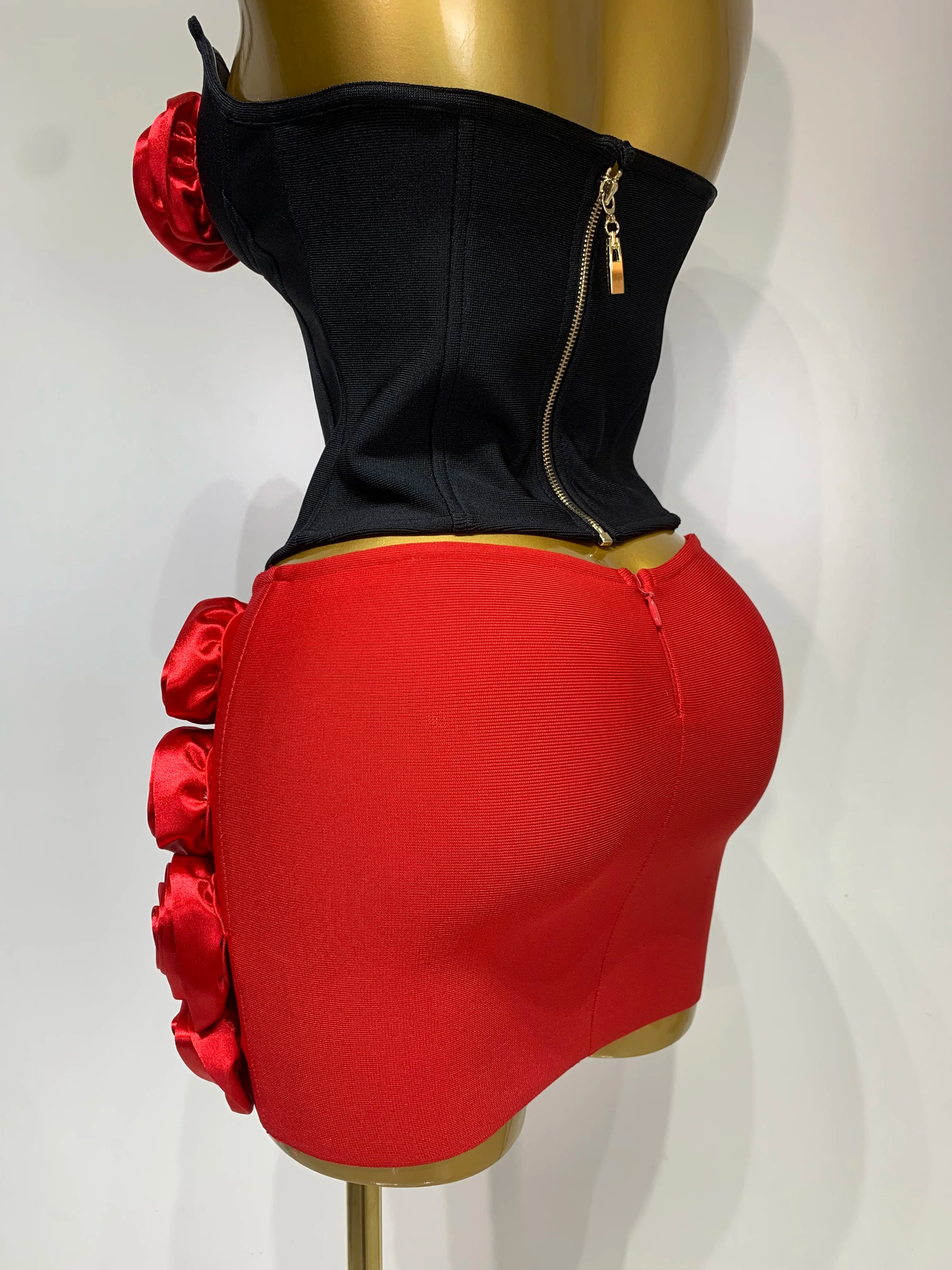 Strapless Bandage Top And Skirt Two Piece Set