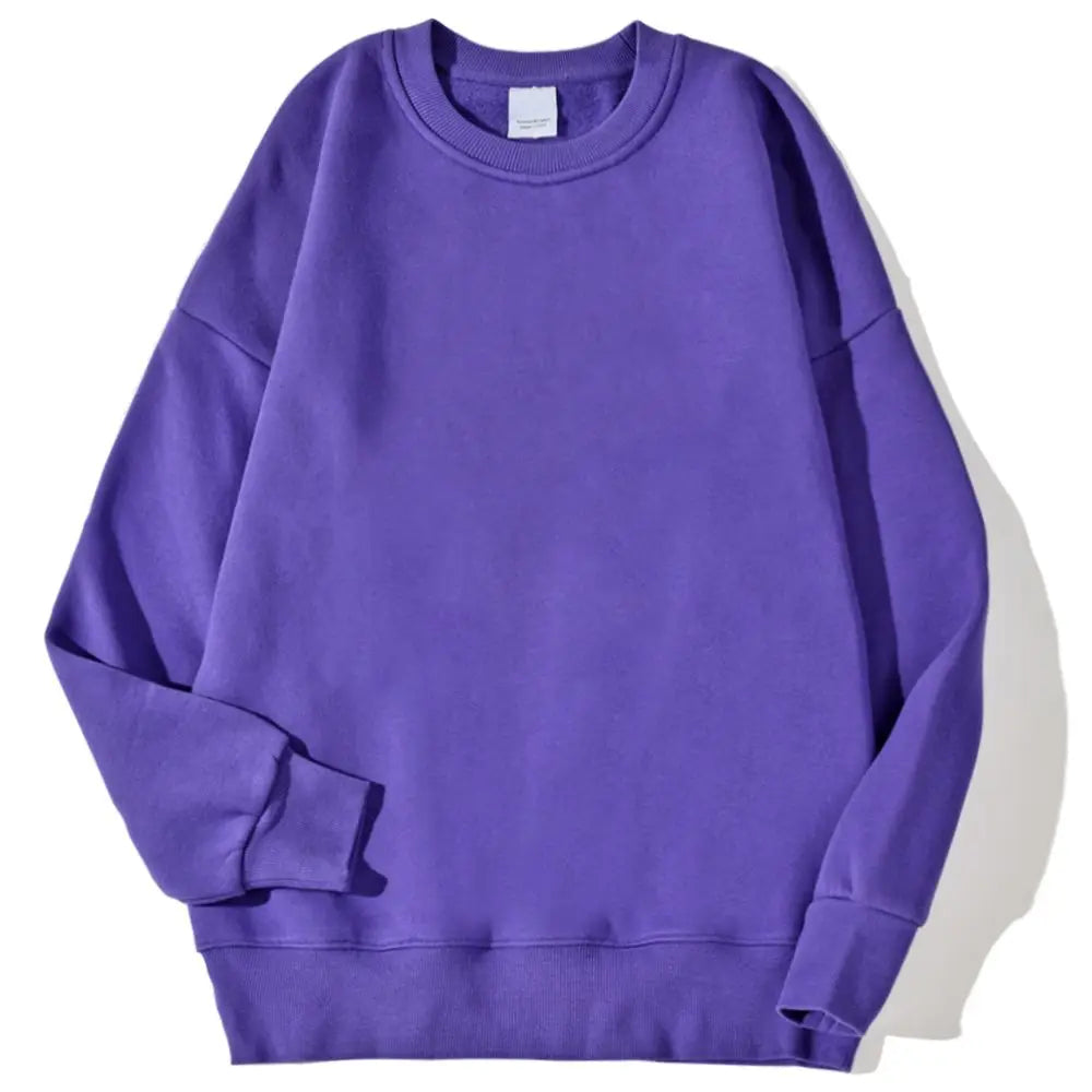 Autumn Winter Fleece Pullover Soft Breathable O-Neck Sweatshirt