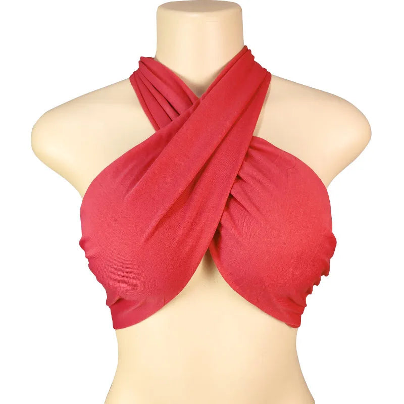 Backless Sleeveless Cross Bandage Halter Crop Tops
