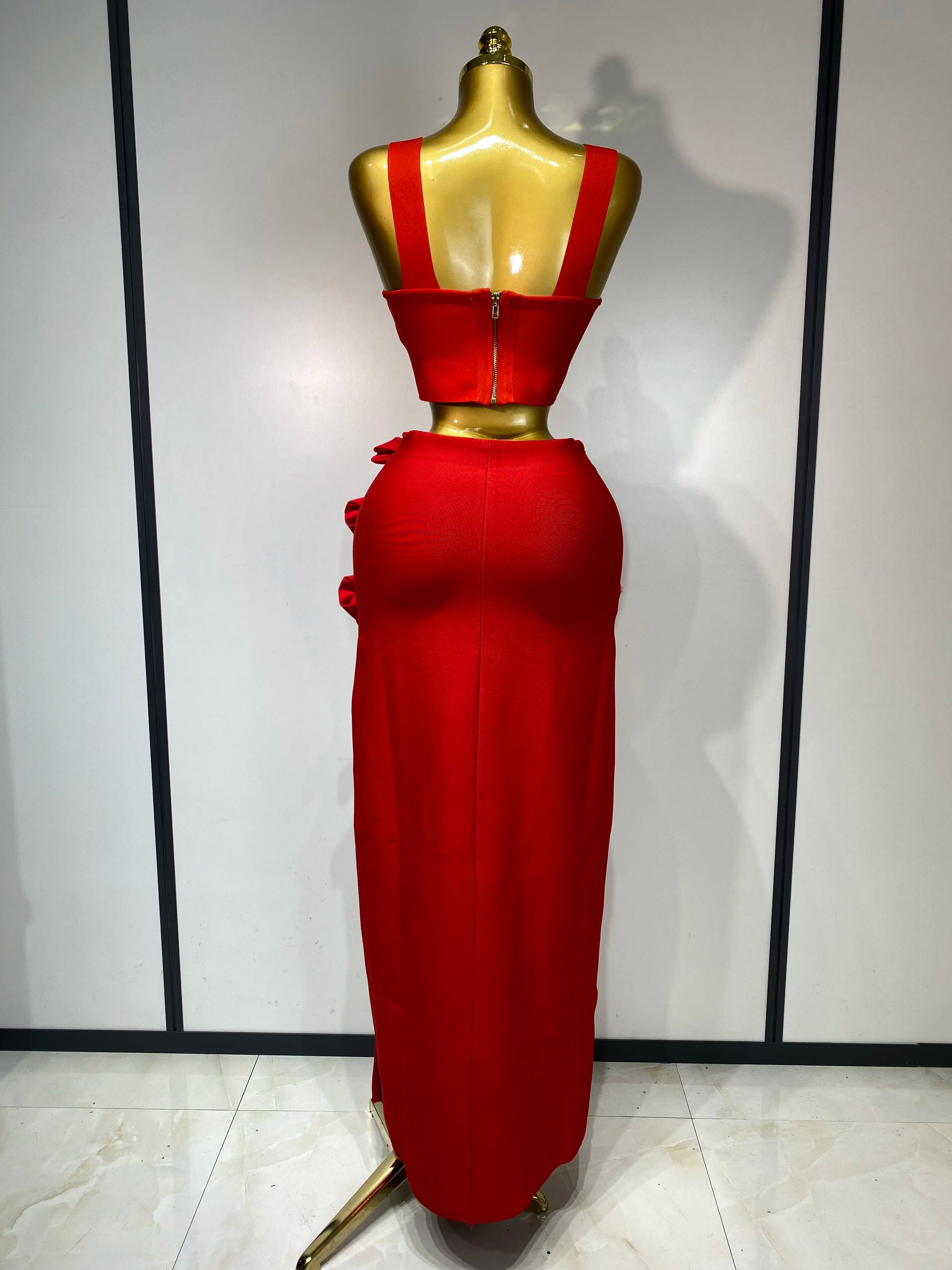 Elegant Tight Bodycon Bandage Long Two Piece Skirt And Top