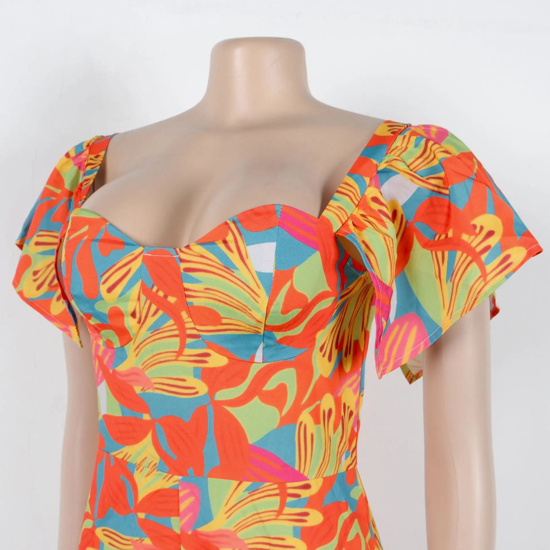 Floral Print Short Sleeve  Playsuits Jumpsuit