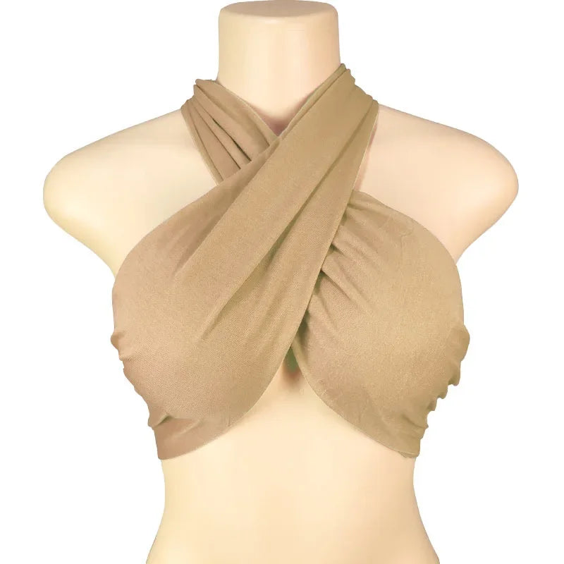 Backless Sleeveless Cross Bandage Halter Crop Tops