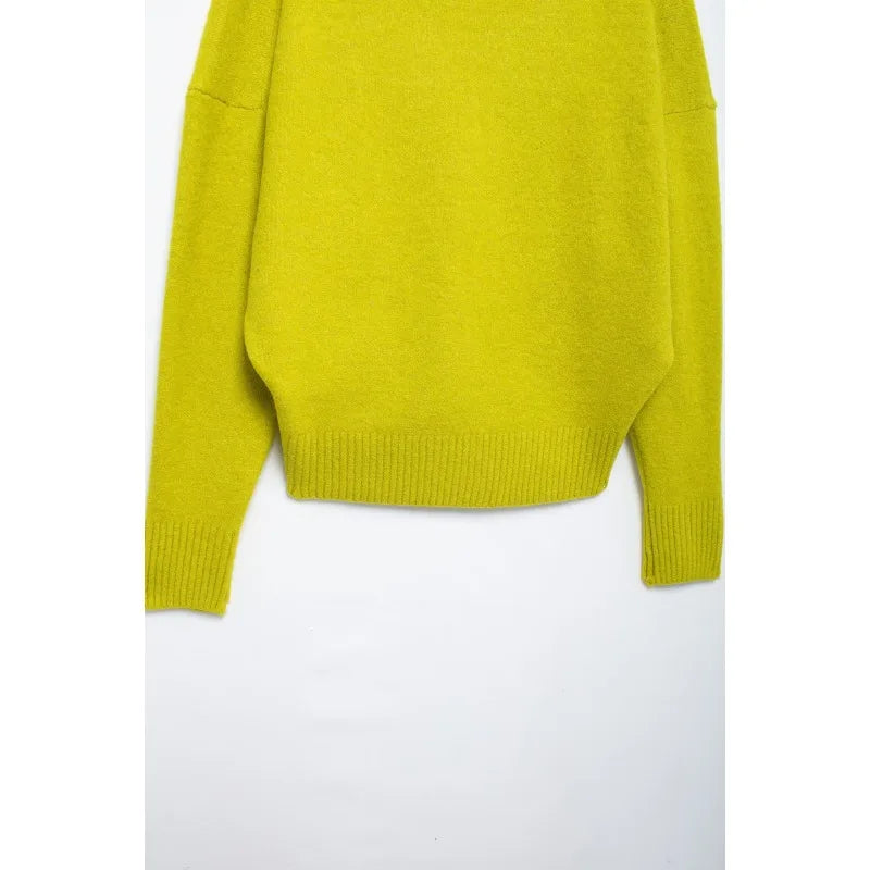 Cozy V-Neck Knit Solid Pullovers Long Sleeve Sweater