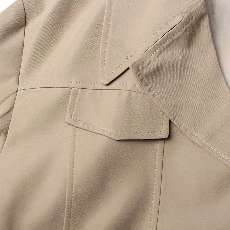 Loose Mesh Stitching Casual High Waist Long Trench Coat