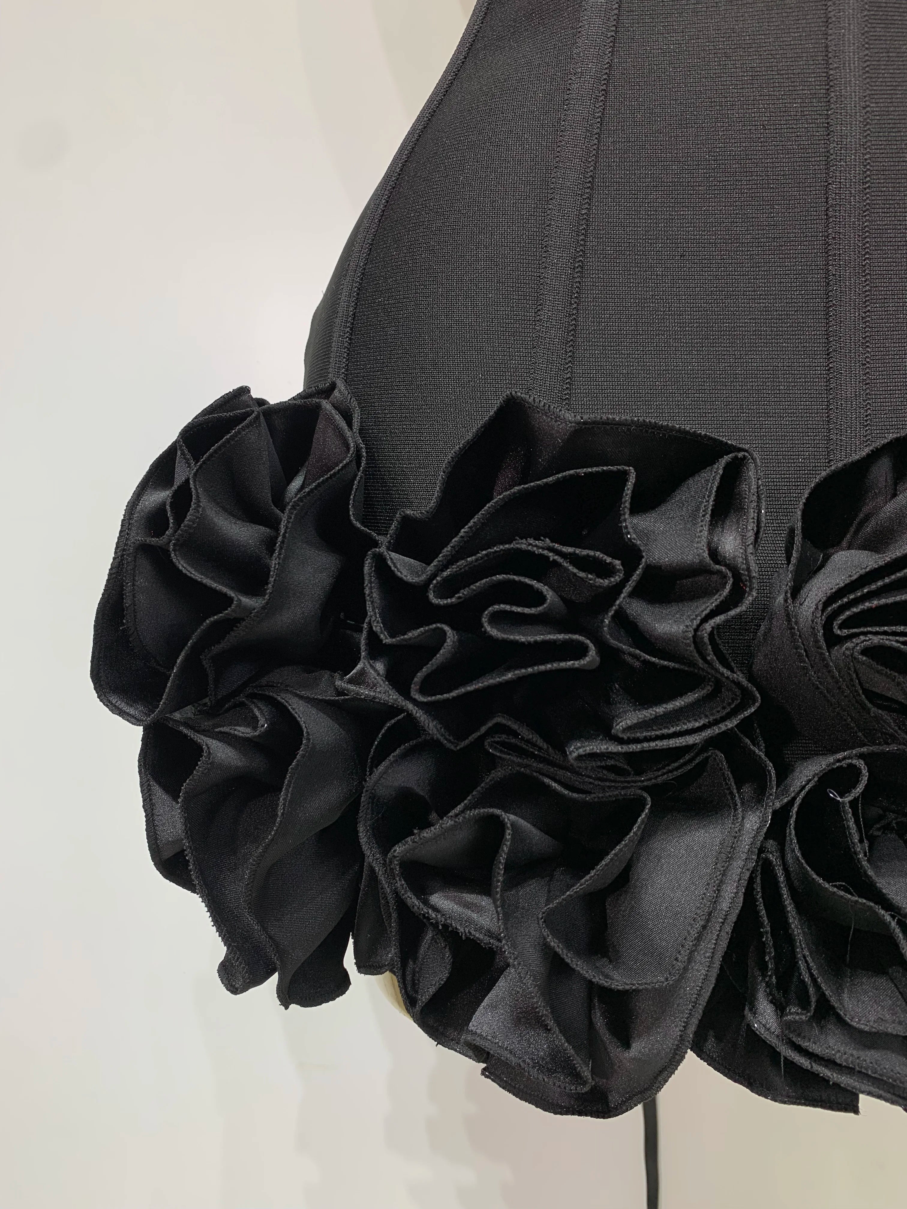 Strapless Backless Flower Embellished Mini Bodycon Bandage Dress