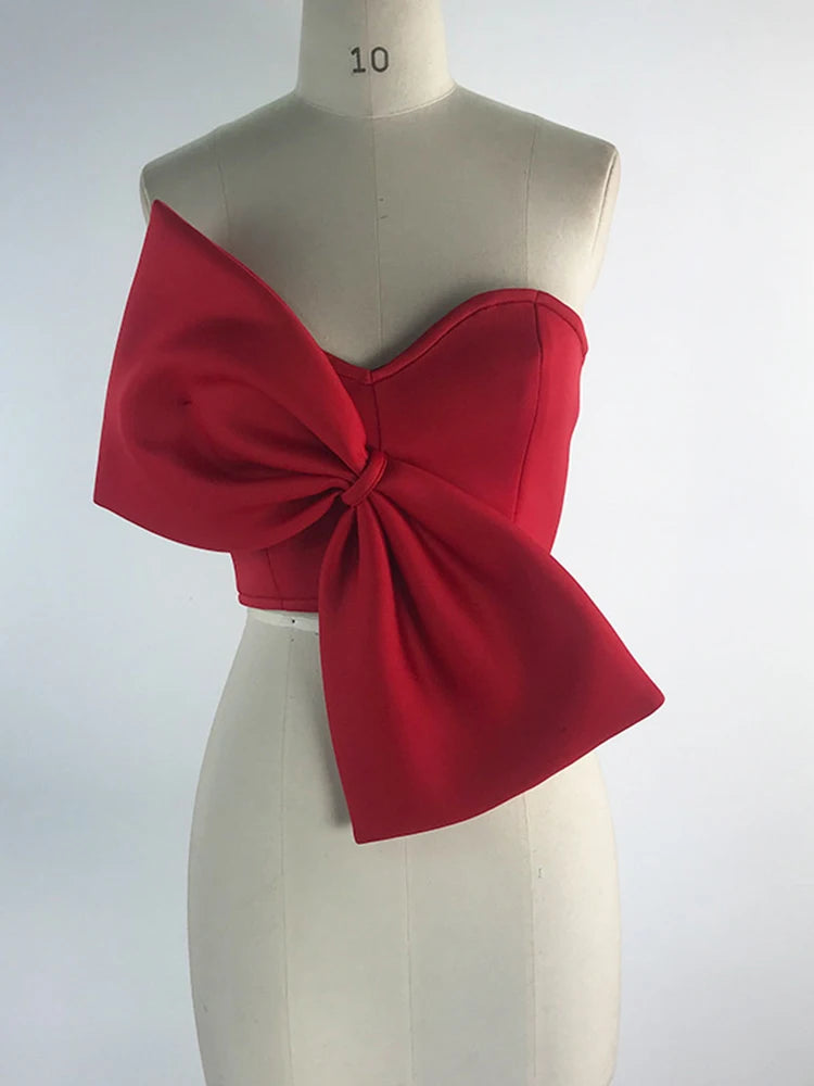 Elegant Bow Wrapped Chest Tops