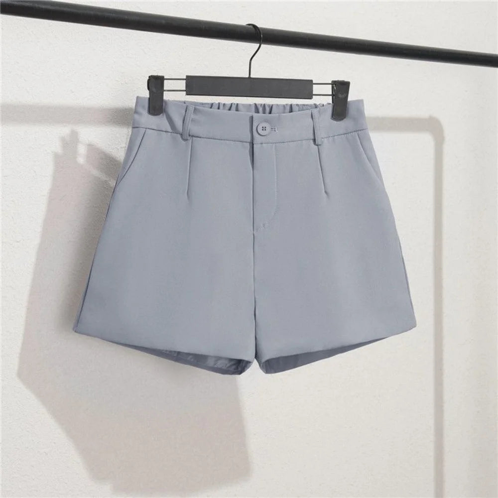 Solid Casual Elegant Office Lady Short Elastic Waist Basic All-match Loose Shorts