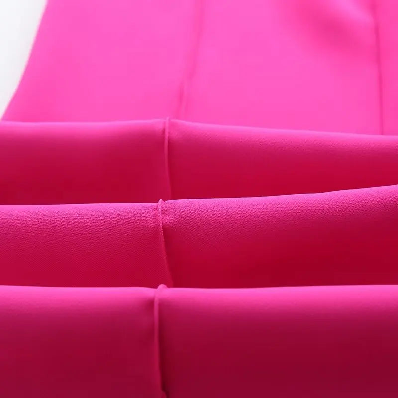 Long Sleeve Belt Bow Blazers Suit Coat Chic Female High Waist Trousers Two Piece Sets