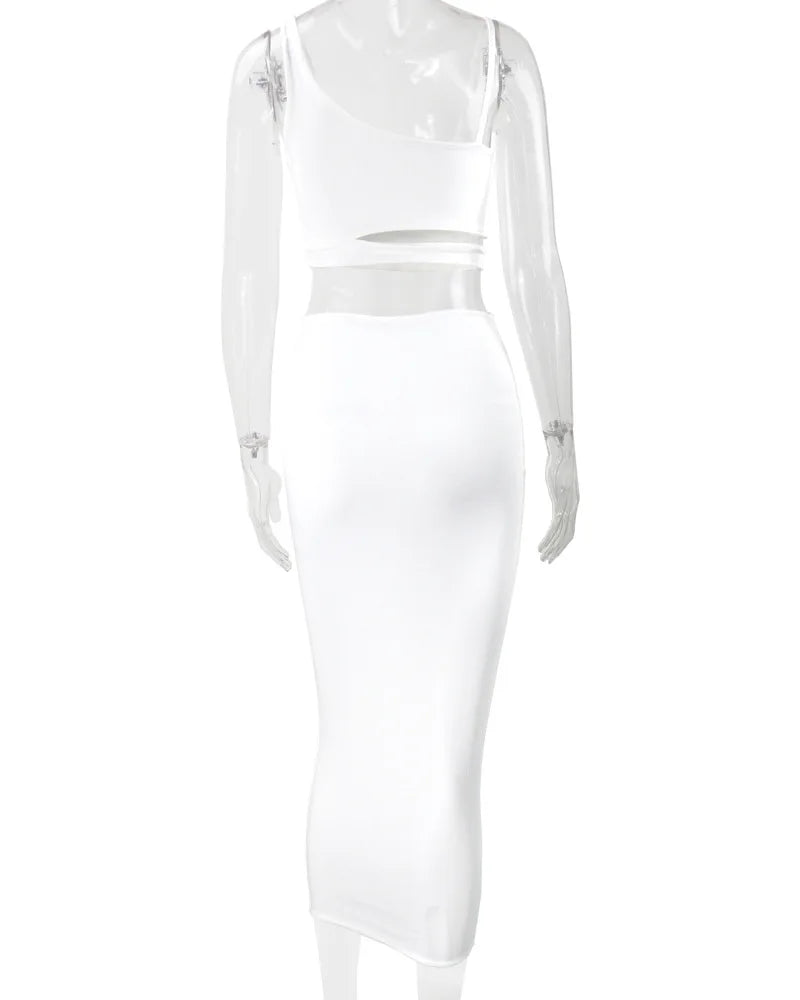 Elegant  Pleated Hollow out Two-piece Dress