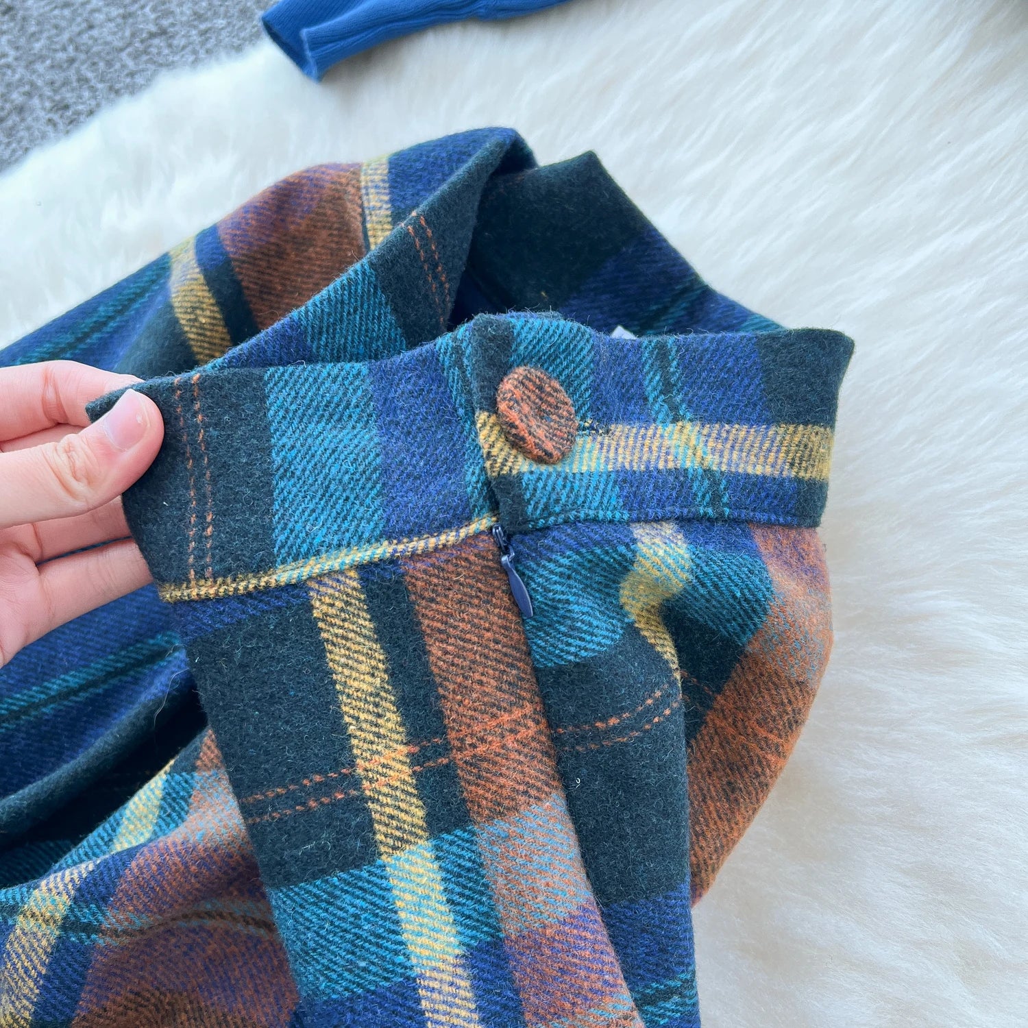 Knitted Two-Piece SetsLoose Pullovers+Plaid A Line Long Skirt High Casual Suits