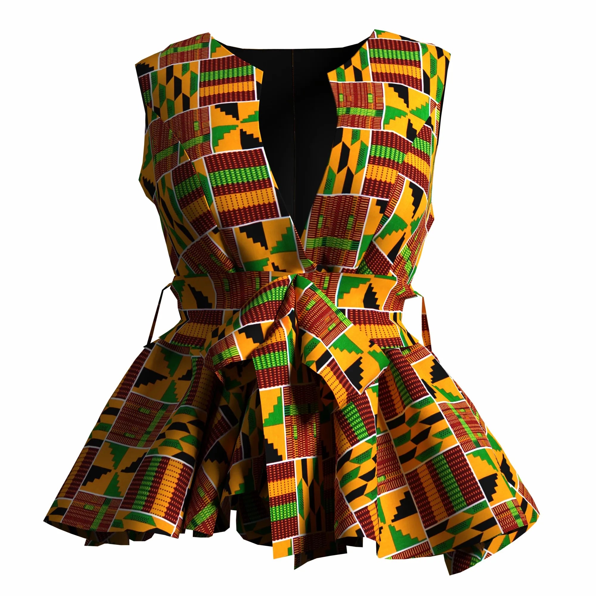 African Print Dashiki Ankara Wax Printing Jacket with Belt