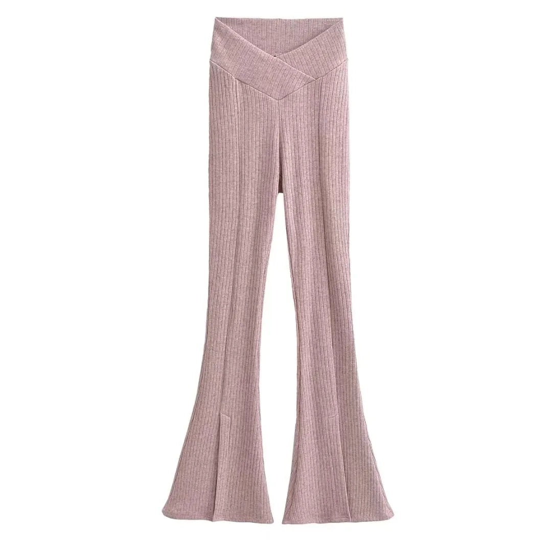 Flared Trousers Split Out Cross Low Waist Flared Pants