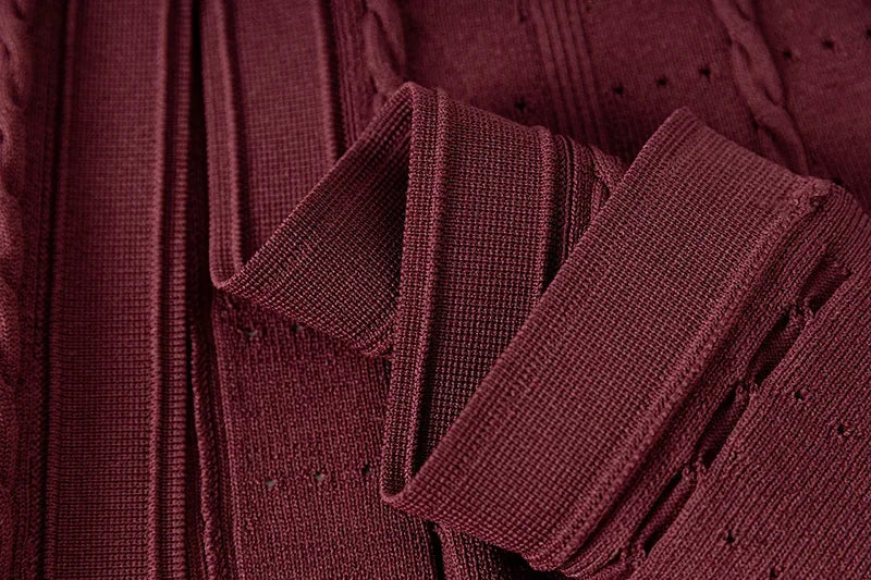 Short-Sleeved Hollow Out  Knitted Dress