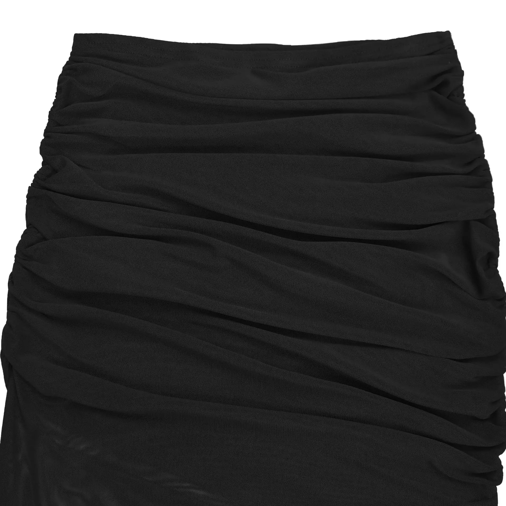 Crop Tops and Stacked Ruched Midi Maxi Skirts Two Piece Set