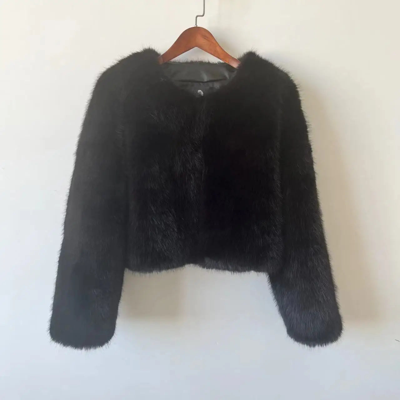 Gardient Cropped Fluffy Short Fur Jacket