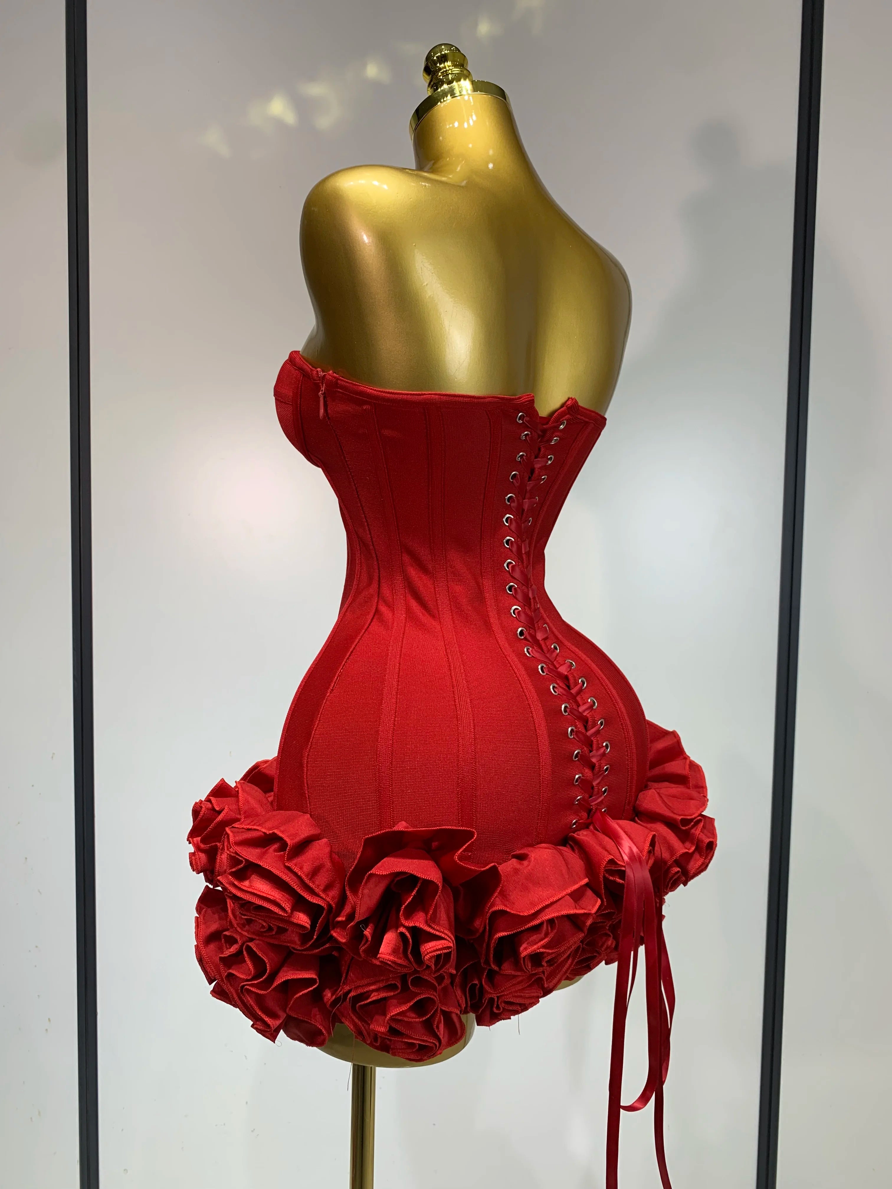 Strapless Bodycon Flowers Mini Bandage Dress