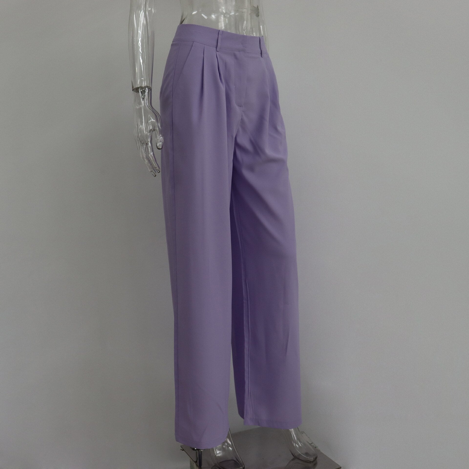 Casual High-waisted Straight Trousers