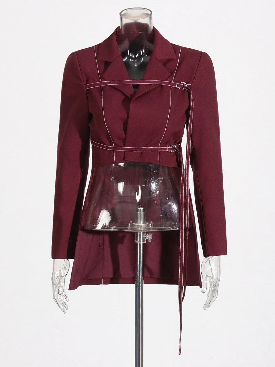 Two Piece Set Notched Collar Long Sleeve Top High Waist Straight Pant Temperament Sets