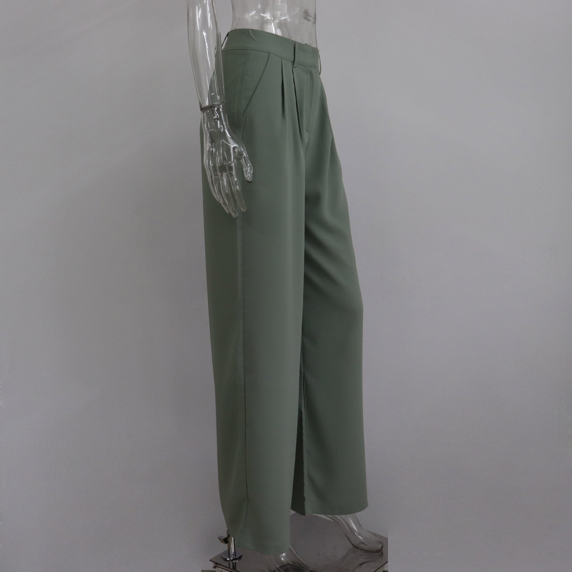 Casual High-waisted Straight Trousers