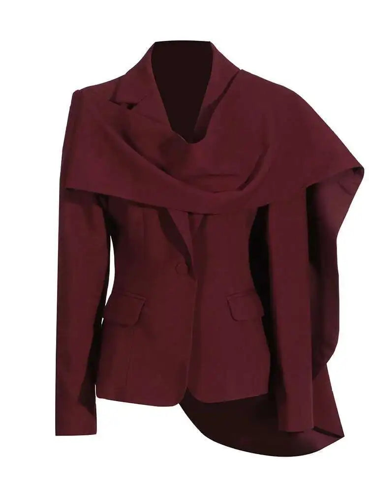 Shawl Design Notched Single Breasted Gathered Waist Coat