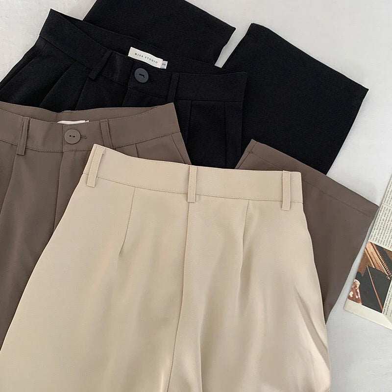 High Waist Trousers Casual Button Loose Pants