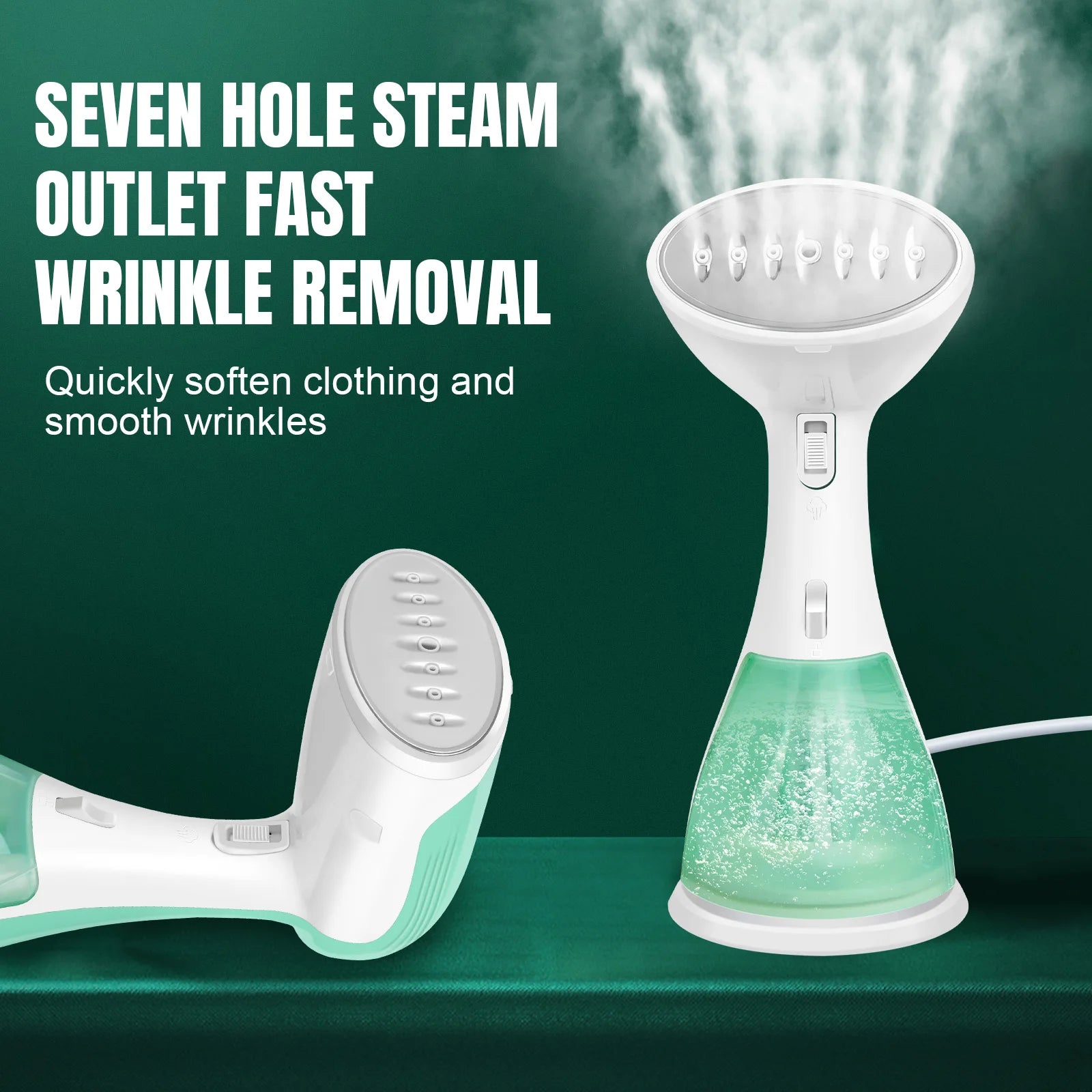 1500W Handheld Clothes Portable Steamer 300ml Water Tank, 30s Fast Heat-up, 27g/min, Stainless Steel Panel,1.5m Cable