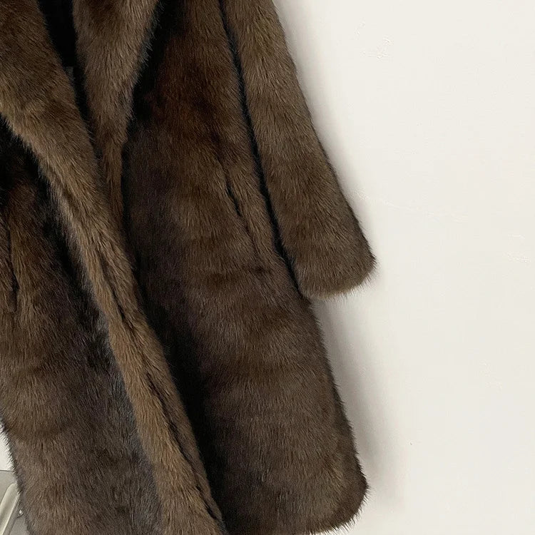Faux Fur Long Sleeve Thick Warm Overcoat Fluffy Coat