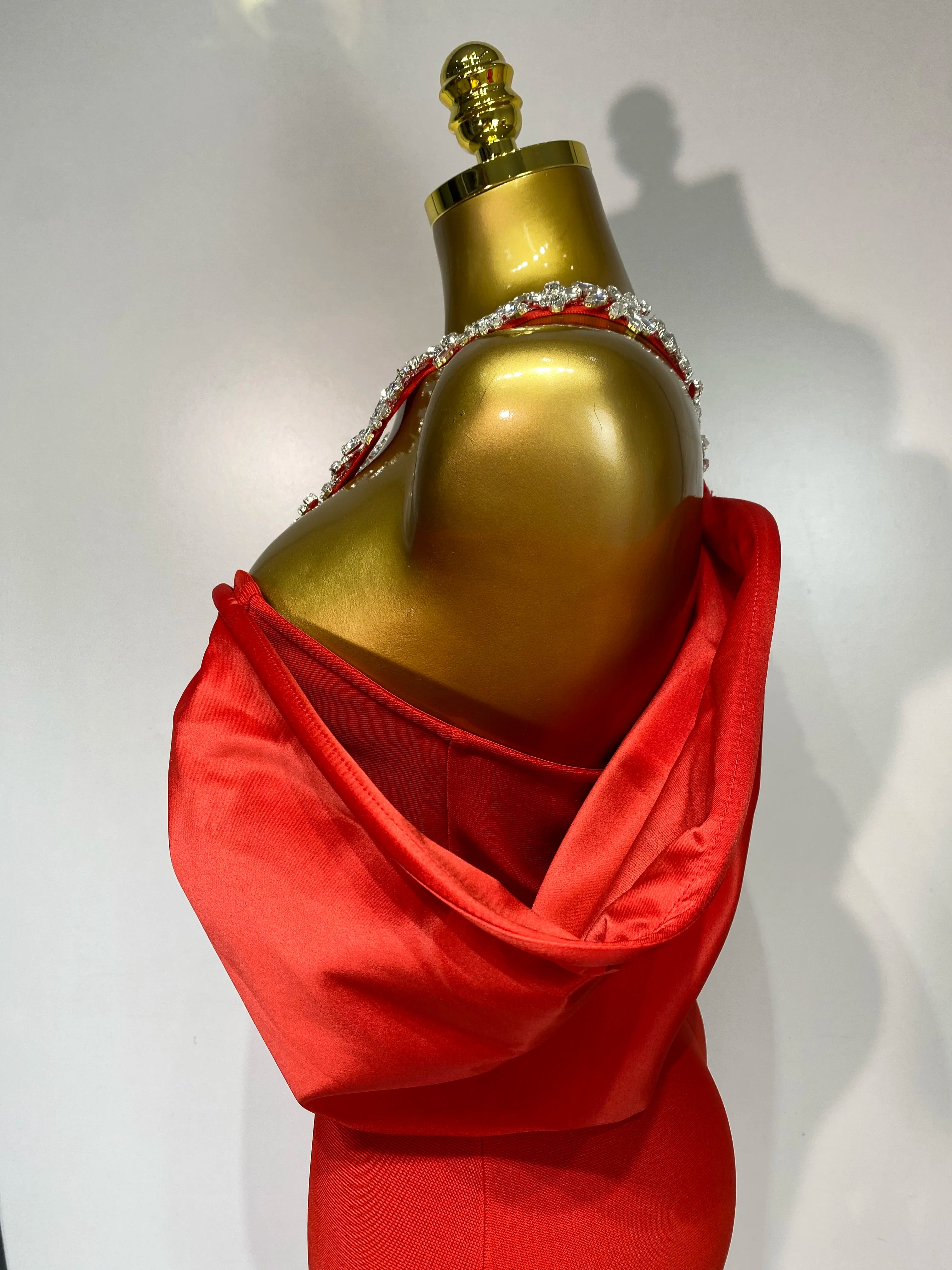 Luxury Halter Off the Shoulder Crystal Bodycon Long Bandage Dress