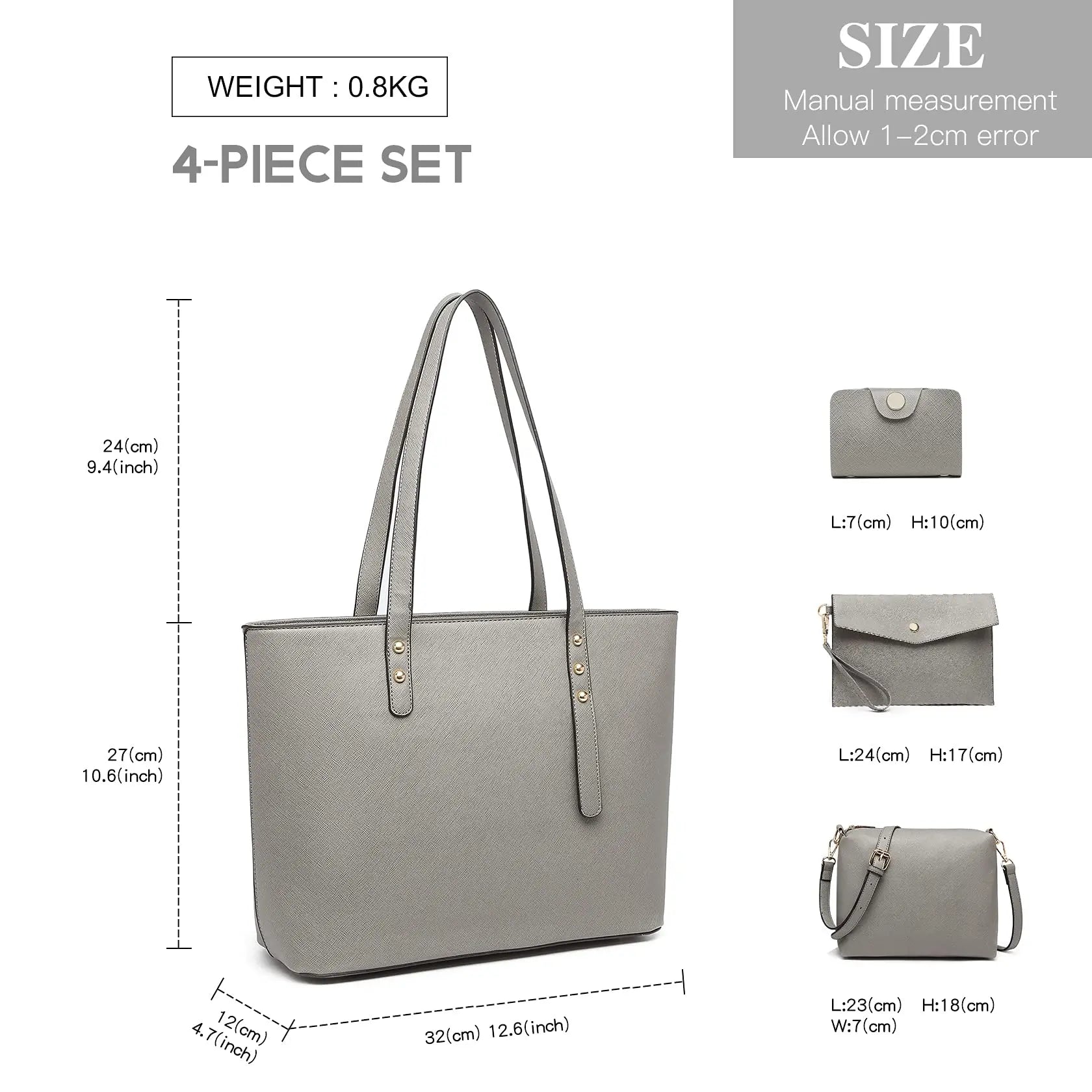 4 in 1 Totes Crossbody PU tote Leather Shoulder Handbag