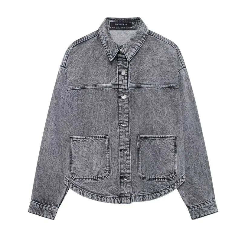 Long Sleeve Versatile Loose Fit Denim Jacket