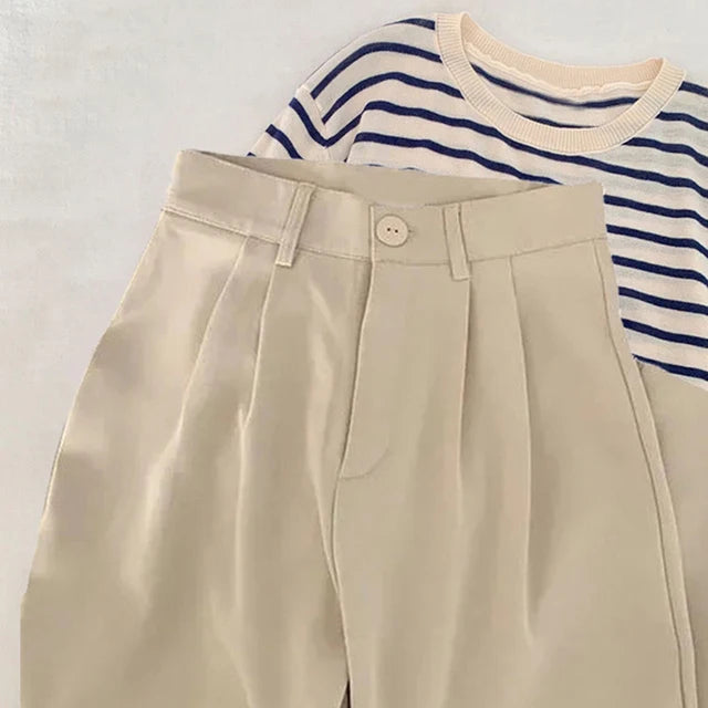 High Waist Trousers Casual Button Loose Pants