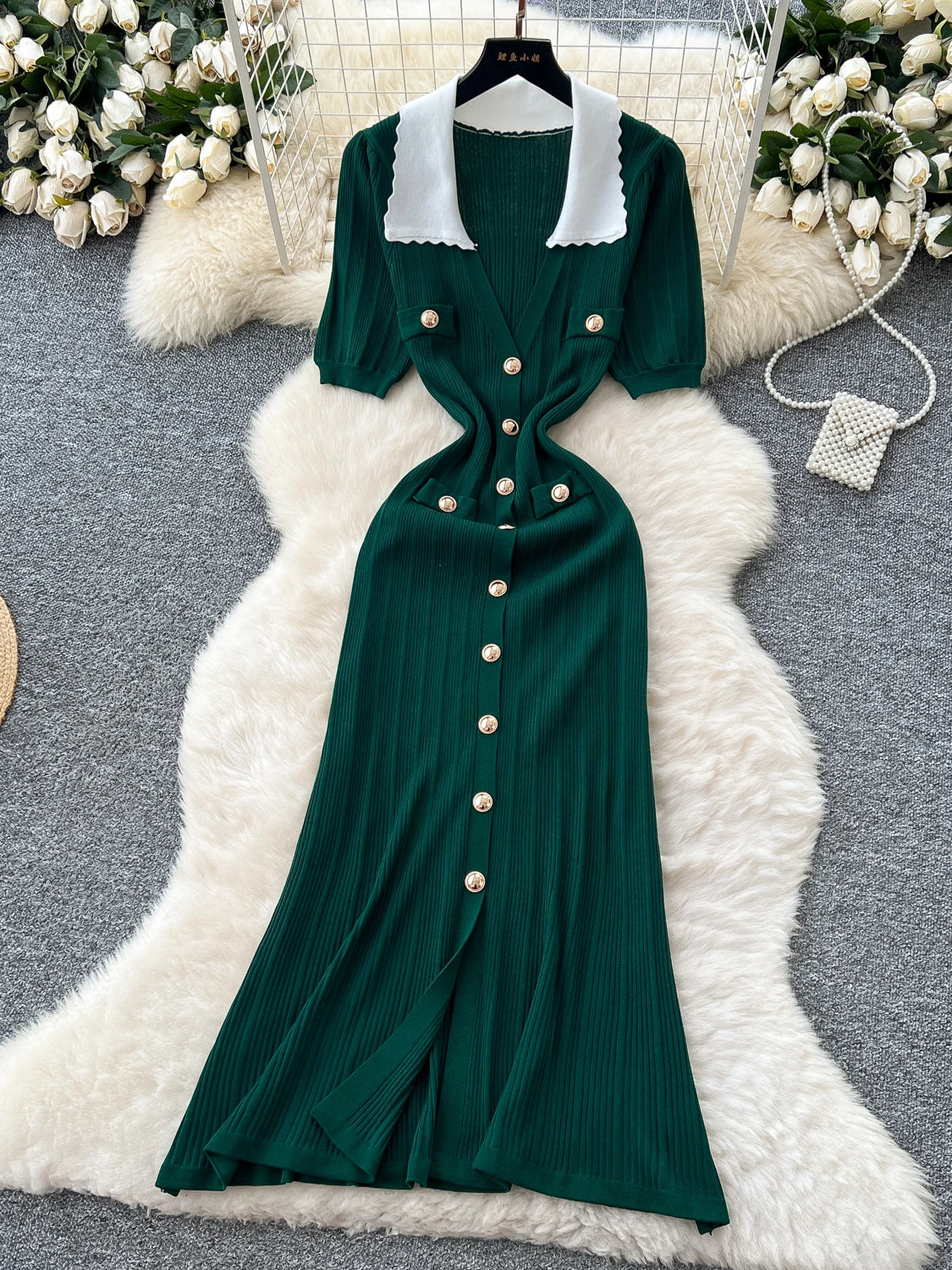 Retro Slim Fit Knitted Dress