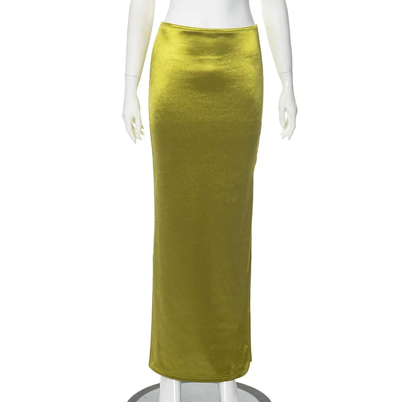 High Waist Side Slit Bodycon Maxi Skirts