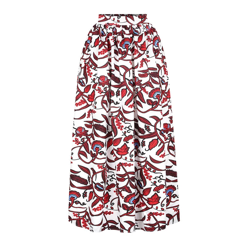 African  Two Piece Set Sexy Slash-neck Long Sleeve Tops +High Slit Maxi Skirt