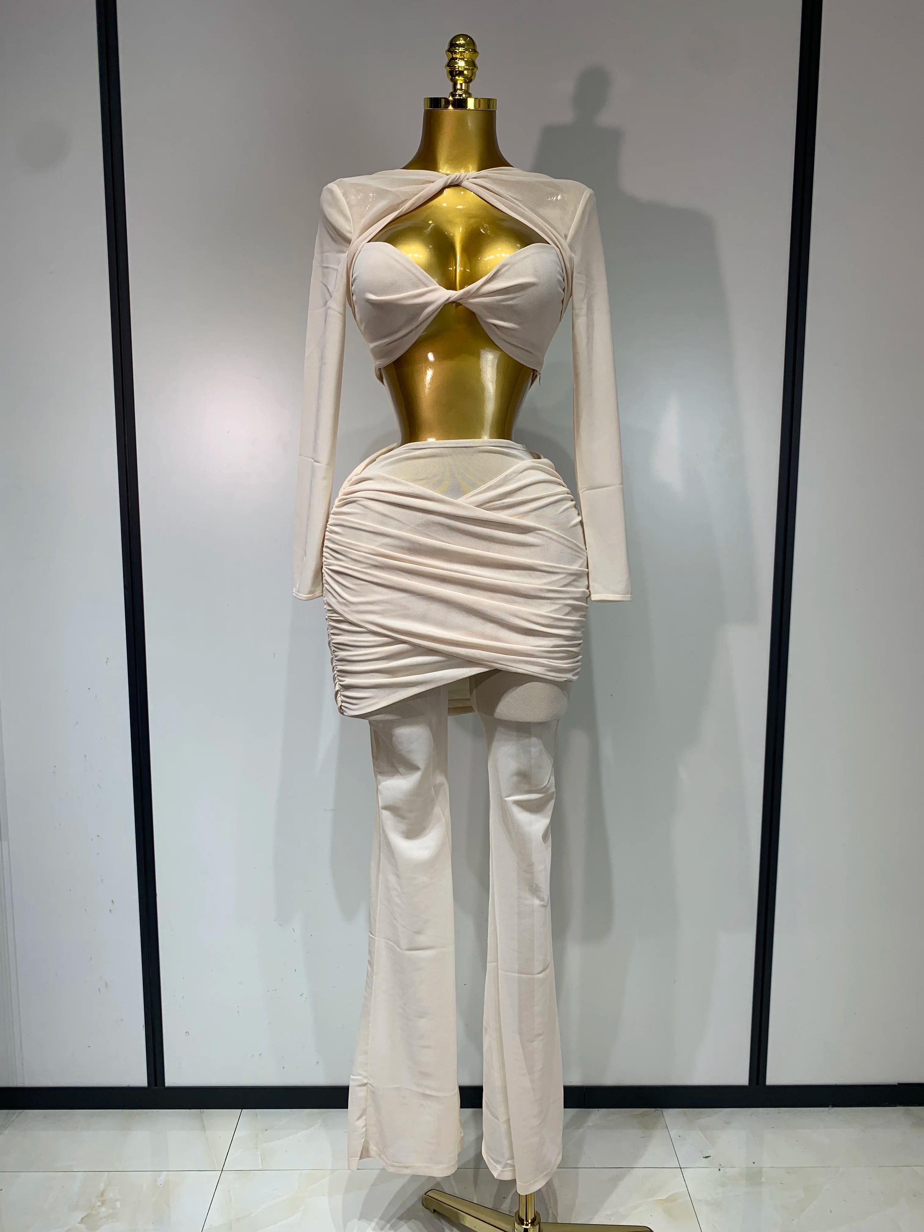 See Through Mesh Two Piece Set Club Birthday Evening Party Outfit