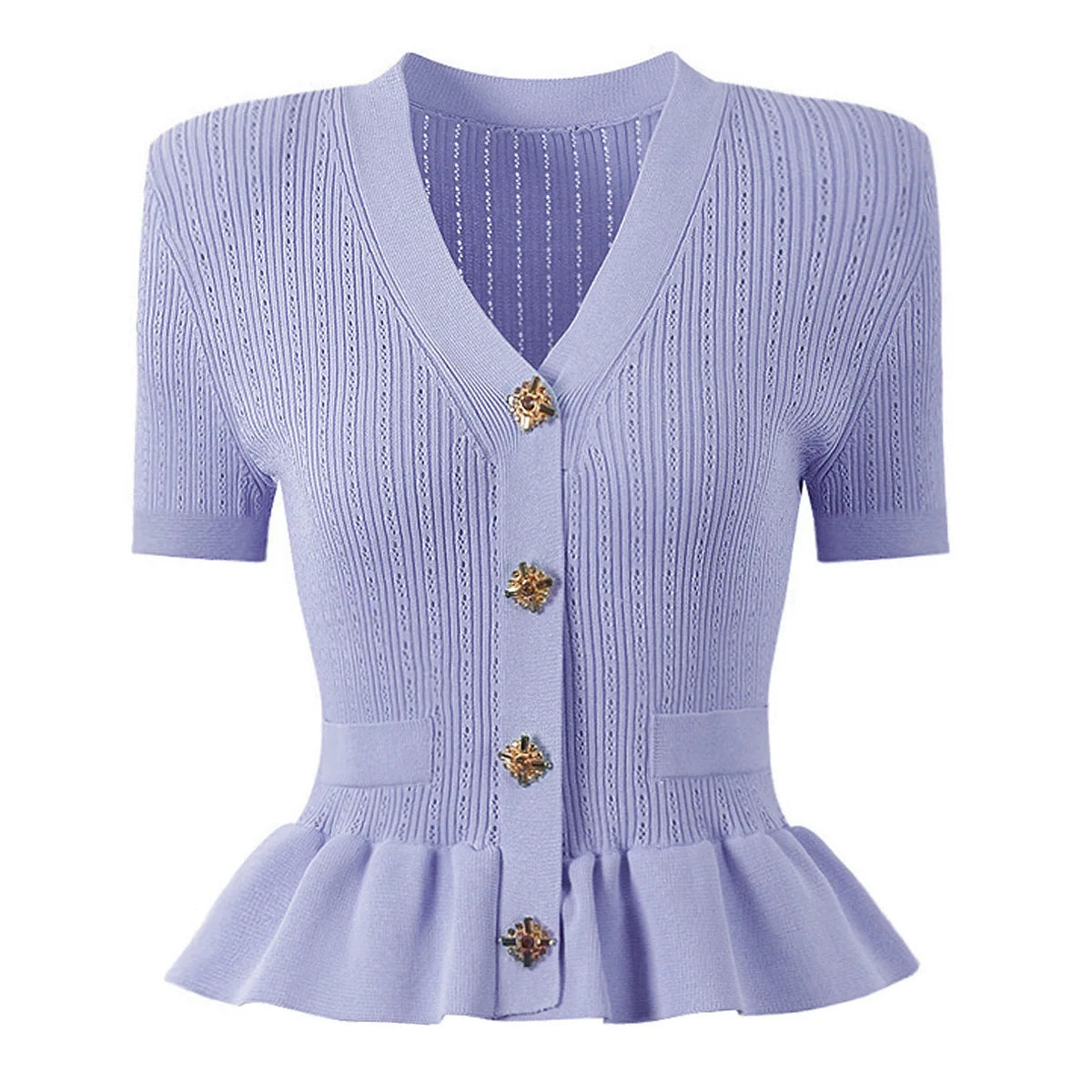 Knitted Two Piece Set Short Sleeve Knitting Cardigan Fishtail Long Skirt Suit