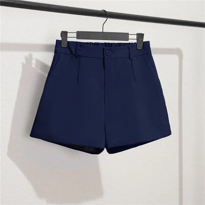 Solid Casual Elegant Office Lady Short Elastic Waist Basic All-match Loose Shorts