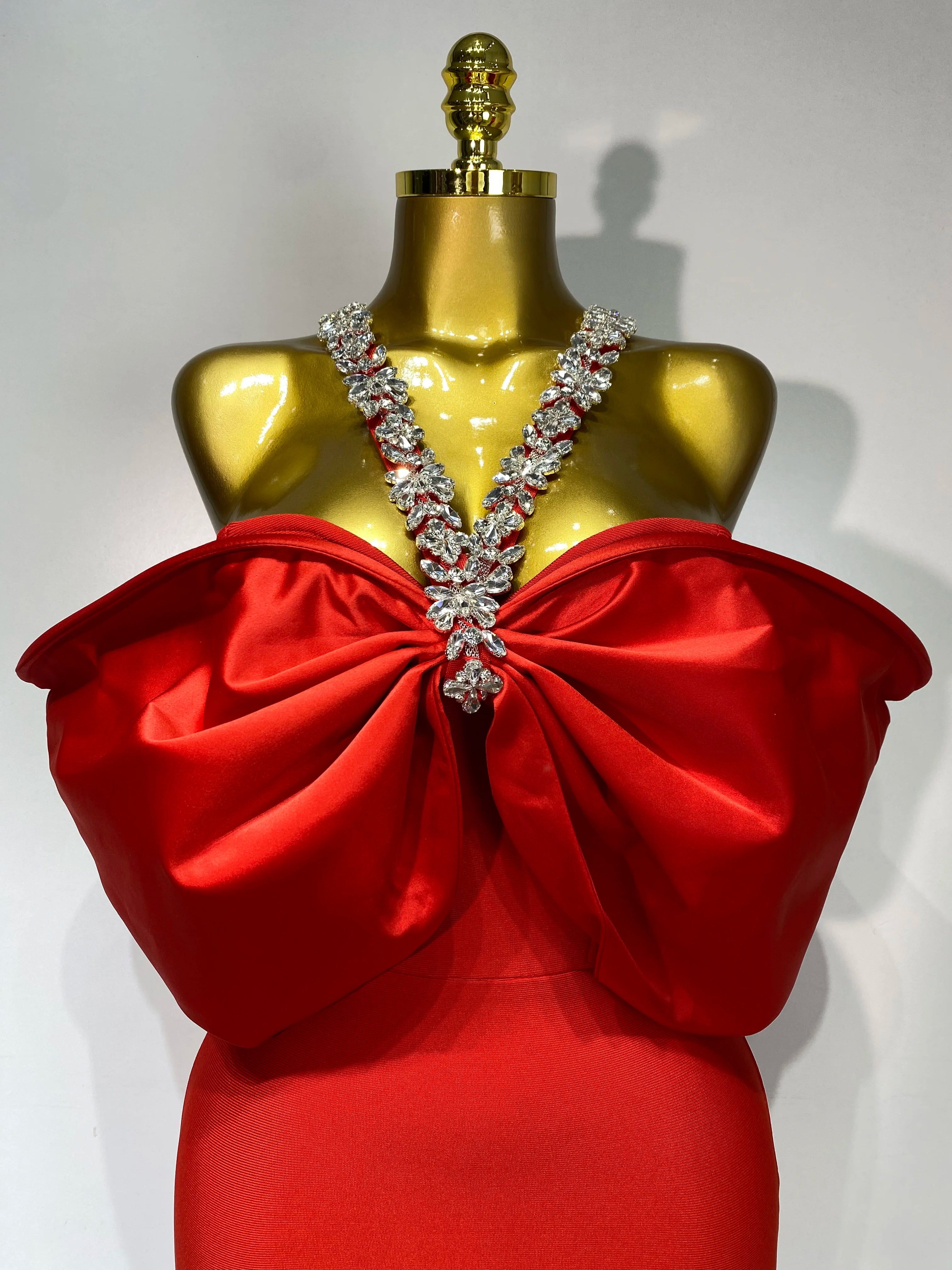 Luxury Halter Off the Shoulder Crystal Bodycon Long Bandage Dress